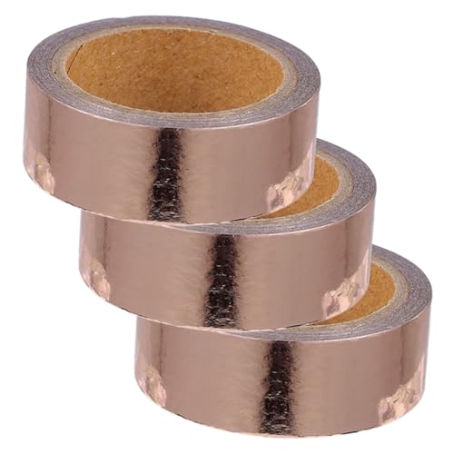 SHINEOFI 3 Rollen Metallic Washi Tape Rosegold Dekoratives Klebeband für Scrapbooking Diy Bastelprojekte Selbstklebendes Geschenkband Leicht Abreißbar Haftet Glatten Oberflächen Klare von SHINEOFI