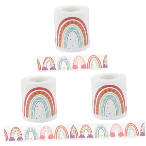SHINEOFI 3 Rollen Regenbogenbrücken Randaufkleber Für Die Wand Whiteboard Randaufkleber Whiteboard Rand Pinnwand Rand Dekorationsfliesen Wellstreifen Pinnwände Beschichtete von SHINEOFI