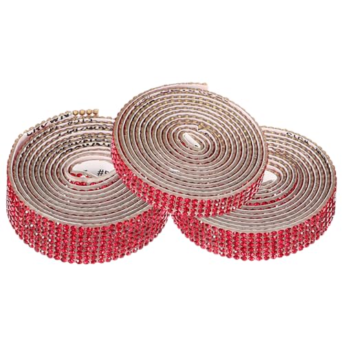 SHINEOFI 3 Rollen Selbstklebendes Strassstein Dekoband mit Reihen Funkelnde Rhinestone Aufkleber für DIY Kleidung Basteln Flexible Klebestreifen für Modeverzierung und Handarbeiten von SHINEOFI