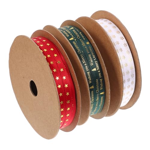 SHINEOFI 3 Rollen Weihnachtsbänder mit Stern und Schneeflockenmuster Dekoratives Satinband für Geschenkverpackung DIY Schleifen für Christbaumschmuck Vielseitig Verwendbar für und SHINEOFI 3 Rollen Weihnachtsbänder mit Stern und Schneeflockenmuster Dekoratives Satinband für Geschenkverpackung DIY Schleifen für Christbaumschmuck Vielseitig Verwendbar für und von SHINEOFI