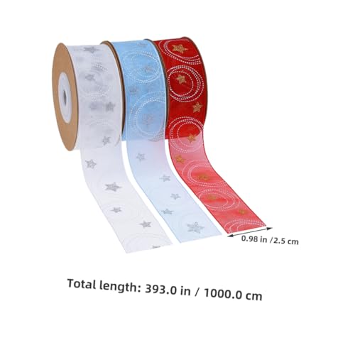 SHINEOFI 3 Rollen Weihnachtsband mit Stern Kreis-muster Vielseitiges Geschenkband für Festliche Verpackungen Partydekorationen und DIY Weihnachtsdeko in Weiß Blau Rot SHINEOFI 3 Rollen Weihnachtsband mit Stern Kreis-muster Vielseitiges Geschenkband für Festliche Verpackungen Partydekorationen und DIY Weihnachtsdeko in Weiß Blau Rot von SHINEOFI