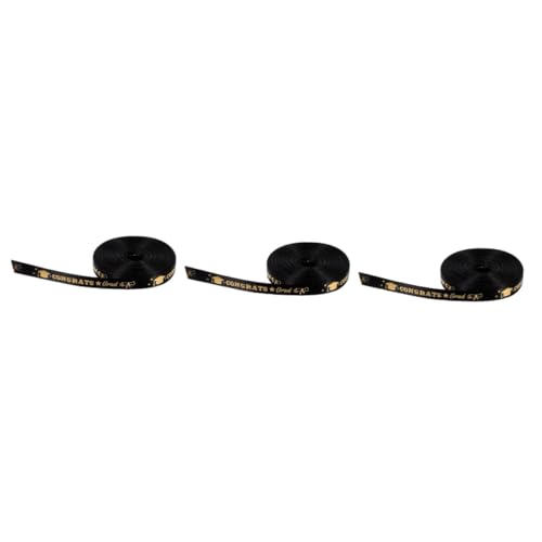 SHINEOFI 3 Rollen verpackung Band seidenband ribbon geschenkverpackungen geschenkpakete Gold Band zum Verpacken Bögen Party Gefälligkeiten Geschenkband verpacken Polyester Black von SHINEOFI