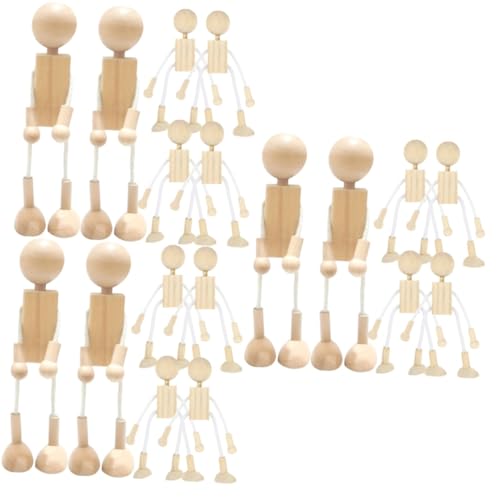 SHINEOFI 3 Sätze Cartoon- Aus Holz Zabawki Stymulujące Rozwój Dekoring Kind Unvollendet Spielzeuge Schaufensterpuppe Holzfigur Zur Dekoration Kleine Holzfigurenpuppen 6 Stück * 3 von SHINEOFI