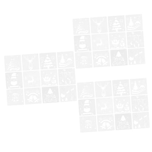SHINEOFI 3 Sätze Diy-dekorschablonen Weihnachtsdeko Weihnachtskarten Basteln Grusskarte Weihnachtszeichnungsschablonen Für Ausgehöhlte Malschablonen Weihnachtsvorlage Beige 12 Stück * 3 von SHINEOFI