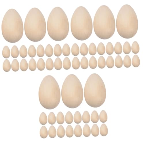 SHINEOFI 3 Sätze Eierimitationen Aus Holz Easter Egg Decoration Holzdeko Ostern Holzperlen Ostern Unvollendet Realistisch Groß Eierhölzer Diy-eier Aus Holz Zum Basteln Beige 30 Stück * 3 von SHINEOFI