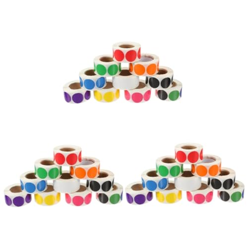 SHINEOFI 3 Sätze Etiketten Punktaufkleber Vinyl Runder Aufkleber Punkte Roll Beschriftungsschilder Stickers Stickerbögen Kreisaufkleber Runde Aufkleber Kupferstichaufkleber 10 Rollen * 3 von SHINEOFI