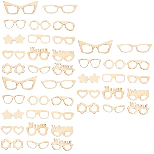 SHINEOFI 3 Sätze Gläser Holzspäne Brillenbügel Holzfiguren Makramee Holzperlen Holzdekoration Holzstücke Holzstich Gläser Bemalen Diy-gläser Zum Bemalen Bewaldeter Span Hölzern 17 Stück * 3 von SHINEOFI