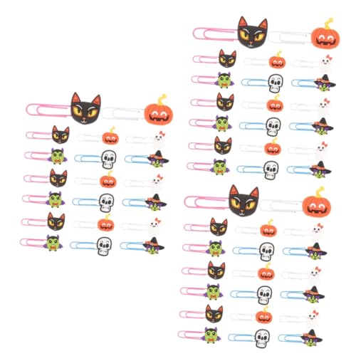 SHINEOFI 3 Sätze Halloween-buchmarke Halloween-büroklammer Halloween-masse Papierklammern Klein Lesezeichen Begünstigt Halloween-lesezeichen Zarte Büroklammern Weiches Gummi 20 Stück * 3 von SHINEOFI