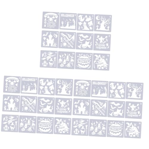 SHINEOFI 3 Sätze Halloween-zeichnungsvorlage Halloween Figuren Halloween-figuren Schablonen Zum Basteln Wiederverwendbar Schminkschablonen Für Zeichnungsvorlagen Weiß 12 Stück * 3 von SHINEOFI