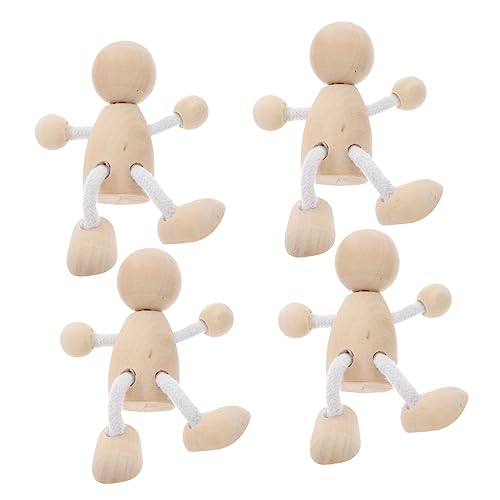 SHINEOFI 3 Sätze Holzspielzeug Mini-puppen Klein Heringe Detaillierte Mini-person Holzfiguren Für Malerei Holzfiguren Bastelset Leichte Holzpuppen Wohnkultur Holzhandwerk 4 Stück * 3 von SHINEOFI