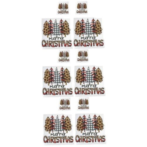 SHINEOFI 3 Sätze Kleidung Patches Flecken Überweisen Weihnachtliche Wärmeübertragungsaufkleber Weihnachtsapplikationen Weihnachts-stickerei-patches Bügelbild Sublimationsfolie 4 Stück * 3 von SHINEOFI