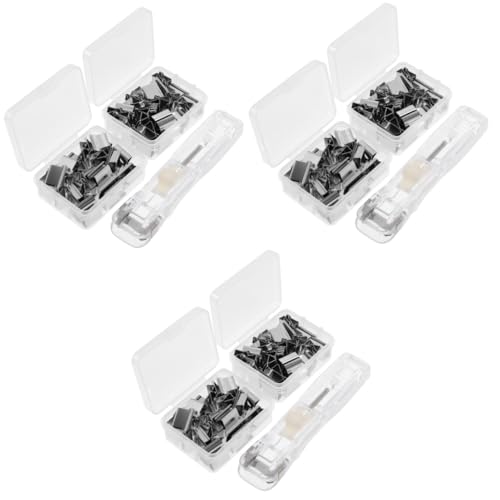 SHINEOFI 3 Sätze Nadelloser Hefter Kabelclips Selbstklebend Bulldoggenklammern Mittel Riesige Büroklammern Dose Mit Büroklammern Klemmbretter Dokumentieren Bulldogge-clips Papier Metall von SHINEOFI