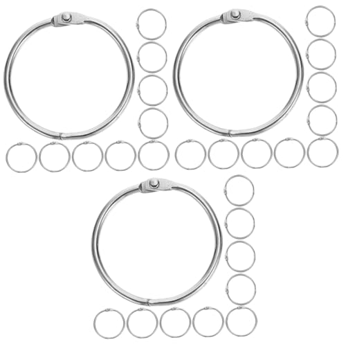 SHINEOFI 3 Sätze Ringbuch-ring Ringe Schlüsselketten Ordnertrenner Verschluss Schlüsseldrahtseil Draht Schlüssel Schlüsselband Silberkette Schlüsselhaken Silver Metall 20 Stück * 3 von SHINEOFI