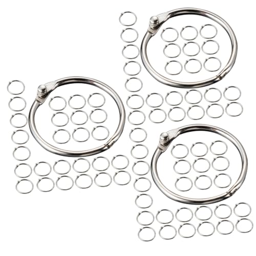 SHINEOFI 3 Sätze Schlüsselbund Bürogadges Bastelzeug Notizbuchring Anahtarlık Paper Rings Klein Groß Runden Ringe Ringordner Für Lose Blätter Büro-loseblattring Metall Silver 50 Stück * 3 von SHINEOFI