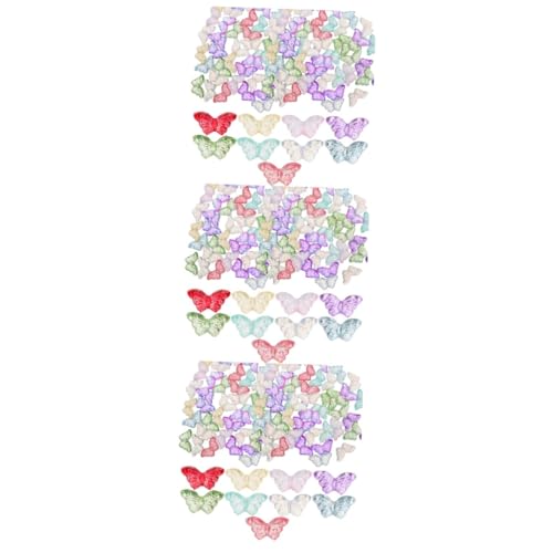 SHINEOFI 3 Sätze Schmetterling Glasperlen Ornamente Party Herstellung Gefärbt Reiz Schmuck Schmetterlingsdekoration Schmetterlingsperlen Perlen Für Diy Farbige Lose Perlen 100 Stück * 3 von SHINEOFI