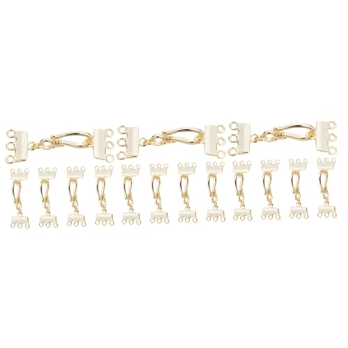 SHINEOFI 3 Sätze Schmuckzubehör Ringe Transparent Für Armbänder Reiz Zange Edelsteine Halskettenverschluss Zum Schichten Geschichtet Mehrreihige Verschlüsse Golden Kupfer 5 Stück * 3 von SHINEOFI