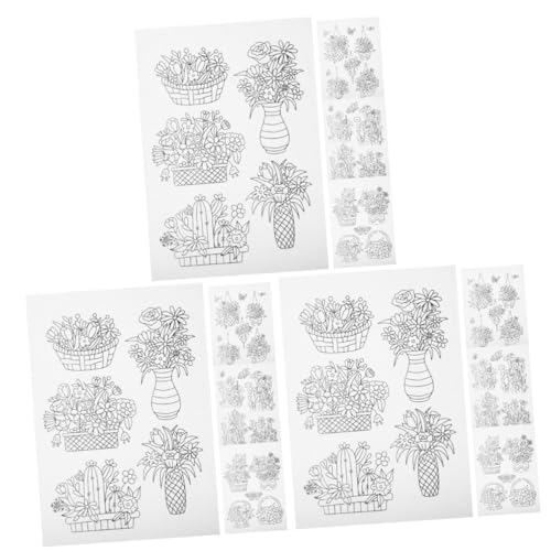 SHINEOFI 3 Sätze Stickstabilisator Mini Stoff Bausätze Stickerei Stickgarne Gelber Stickfaden Zubehör Kleidung Nähen Quilten Weißer Nähfaden Stickgarn-kit Papier Black 4 Blätter * 3 von SHINEOFI