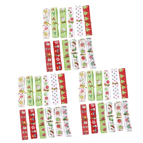 SHINEOFI 3 Sätze Weihnachtsband Funkeln Gold Jumbo Weißes Band Zum Einwickeln Geschenkband Ribbon Geburtstagsdeko Geschenkpaketband Weihnachtsverpackungsband Polyester 12 Stück * 3 von SHINEOFI