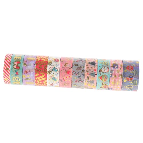 SHINEOFI 3 Sätze Weihnachtsband Weihnachtsdekorationen Dekoratives Klebeband Weihnachtskarten Basteln Christmas Ribbon Journalbänder Japanische Klebebänder Japanisches Papier 11 Rollen * 3 von SHINEOFI