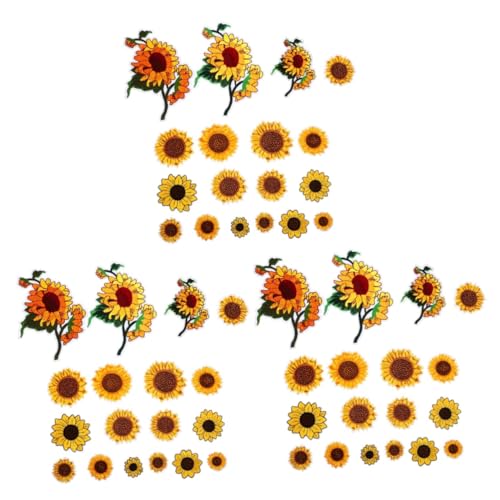 SHINEOFI 3 Sets Sonnenblumen Stickerei Bügelflicken Pailletten Kleider Stoffflicken Flicken Für Kleidung Bestickte Fat Quarters Stoffbündel Nähaufkleber Flicken Für Jacken Hüte von SHINEOFI