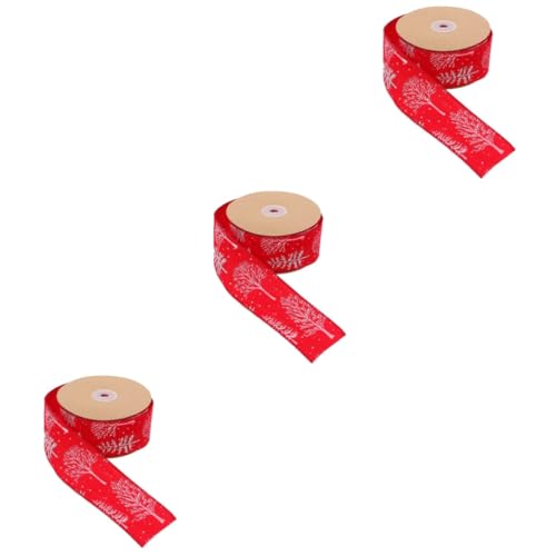 SHINEOFI 3 Stück 10 Christbaumschmuck Party wickeln funkeln Spitzenband groß ribbon bandfeile verpackungen für graceling Weihnachts-DIY-Band Weihnachtsbanddekoration Schleife rot von SHINEOFI