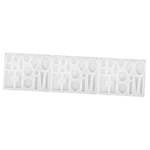 SHINEOFI 3 Stück DIY Kristall Kleber Harz Ohrring Anhänger Silikonform (geometrischer Puzzle Herz Anhänger 055) große ovale Tablettformen Reiz Schmuckformen für Epoxidharz DIY Ohrringformen von SHINEOFI
