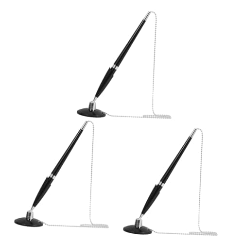 SHINEOFI 3 Stück Desktop-stift Kugelschreiber Schwarz Exekutive Stift Mit Kette Groß Wieder Auffüllbar Büro Für Schlüssel Schreibtisch Tisch Stehender Stift Rostfreier Stahl Black von SHINEOFI