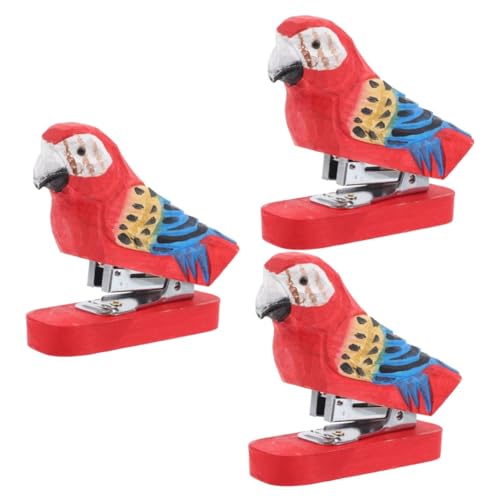 SHINEOFI 3 Stück Hefter lustig Tiere Karikatur Produkt Desktop ästhetisch für büro organizer büroorganizer Tierholzstapler bürodeko Tier Bürobedarf kleiner Holztacker Buchheime Bürowefter von SHINEOFI