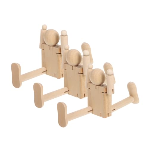 SHINEOFI 3 Stück Holzroboter Mannequin-Modell zeichnen Art Schaufensterpuppe Figuren zeichnen Künstler-Schaufensterpuppe aus Holz Gelenkpuppe Holzpuppe Roboterfigur Kunstfigurmodell Khaki von SHINEOFI