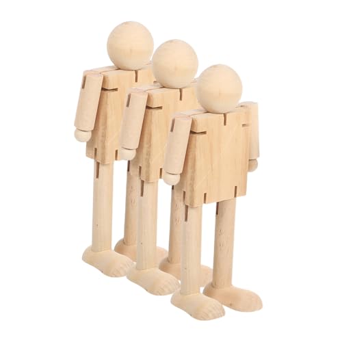 SHINEOFI 3 Stück Holzroboter Zeichnungsfigurenmodell Holzfiguren Hand Schaufensterpuppe Bewegliche Schaufensterpuppe Kunstfigurmodell Mannequin-modell Zeichnen Gliederpuppe Aus Holz Khaki von SHINEOFI