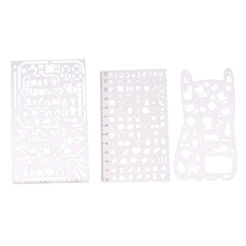 SHINEOFI 3 Stück Lineal mit Hohlmuster aus Edelstahl scrapbook schablonen scrapbooking zubehör Schablonenset Zeitschrift Zeichnung Bastelschablonen Schablonen zum Malen Edelstahl 304 Silver von SHINEOFI