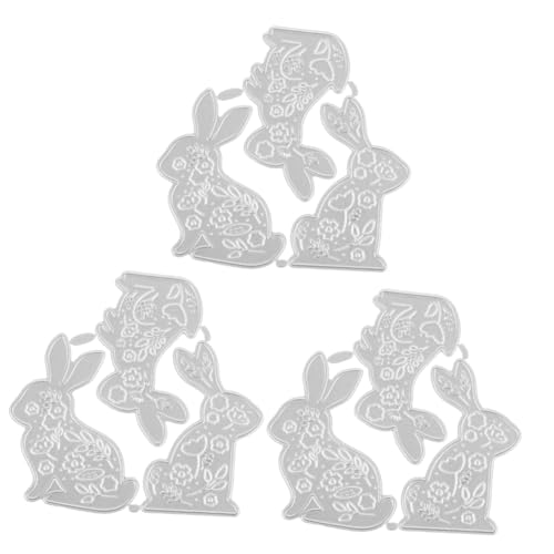 SHINEOFI 3 Stück Präge messer form Schneidwerkzeug Schablone Kaninchen Basteln Prägemappen für handwerk schneiden sterben Scrapbooking-Stanzformen Album-Stanzformen Kohlenstoffstahl Silver von SHINEOFI
