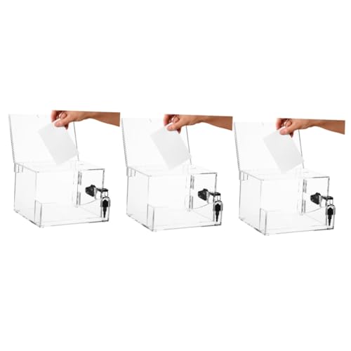 SHINEOFI 3 Stück Spendenbox mit Schloss Transparente Vorschlagsbox für Abstimmungen Spenden und Kommentare Robuste Wahlurne für Wohltätigkeitsaktionen von SHINEOFI
