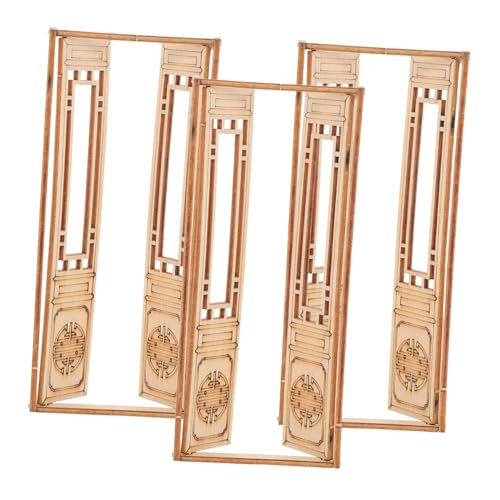 SHINEOFI 3 Stück Teiliges Miniatur Holztüren Doppel Flügeltür Huistyle Architektur Modellbau Diy Puppenhaus Möbel Zubehör Kreative Gestaltungsmöglichkeiten für Puppenhaus Dekoration von SHINEOFI