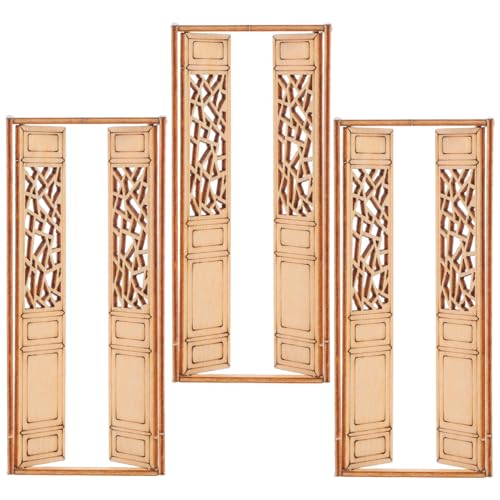 SHINEOFI 3 Stück Teiliges Miniatur Holztüren für Puppenhaus Doppel Tür im Hui Stil Bewegliche Türen für Kreative Dekoration und Architekturmodelle Beige SHINEOFI 3 Stück Teiliges Miniatur Holztüren für Puppenhaus Doppel Tür im Hui Stil Bewegliche Türen für Kreative Dekoration und Architekturmodelle Beige von SHINEOFI