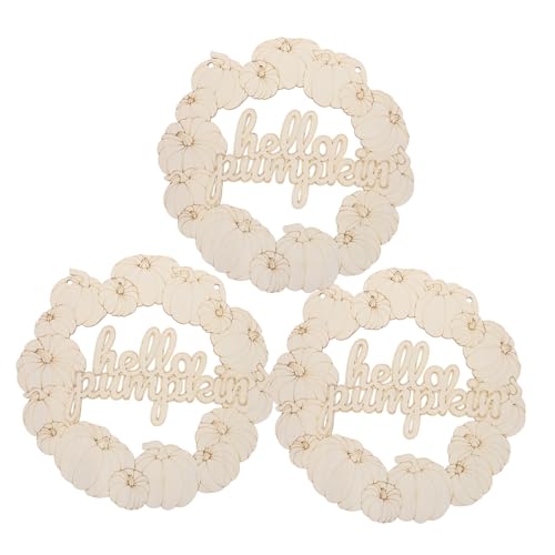 SHINEOFI 3 Stück Unlackierte Holz-kürbisanhänger Schnur Leichte Weihnachtskranz-deko aus naturbelassenem Holz Blanke Holzscheiben für Diy-malprojekte Vielseitig für Innen Außendekoration von SHINEOFI