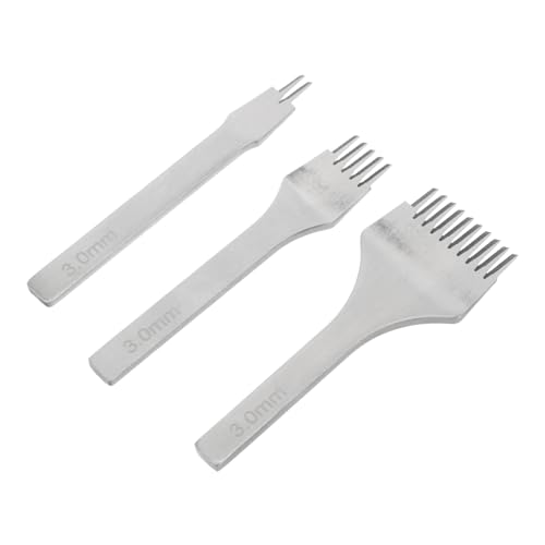 SHINEOFI 3 Stück Werkzeugset aus Leder Basteln Lochstanzwerkzeug Locher Stanzen Handheld Loch Punch einschlagwerkzeug handwerkzeug punch set Leder Arbeitsset Lederwaren Metall Silver von SHINEOFI