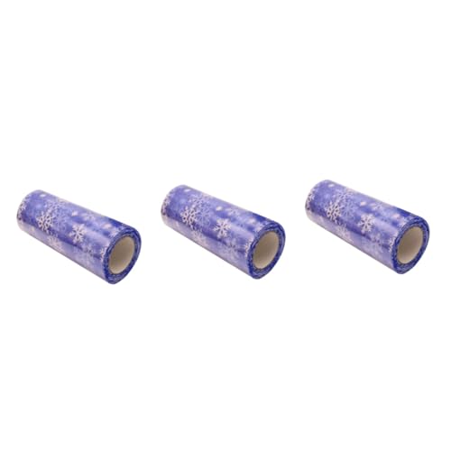 SHINEOFI 3 Stück Yards Weihnachtsdekoration Schneeflocken Tüllrolle Glitzerndes Organza Band Dunkelblau für Geschenkverpackung Party und Hochzeitsdeko Vielseitiges DIY Material von SHINEOFI