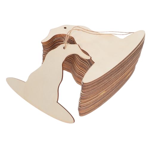 SHINEOFI 30 Stk. Teiliges Holz Hexenhut Halloween Holzanhänger mit Twine DIY Bastel Scheiben für Partydeko Unbemalte Holzteile zum Bemalen und Verzieren Handliche Holzformen für von SHINEOFI