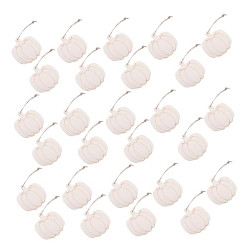 SHINEOFI 30 Stück Halloween-Doodle-Holzspäne Kürbis-Tags Kürbisausschnittdekoration ausgeschnittenes Handwerk Kürbis-Tag-Holzscheiben Kürbis hängende Ornamente Kürbisausschnitte Khaki von SHINEOFI