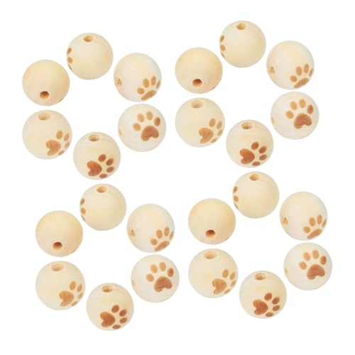SHINEOFI 30 Stück Holzperlen Zubehör Schmuck Bastelperlen Rund Großes Loch Holzperlen Basteln Mit Löchern Große Holzperlen Handgefertigte Perle Natürliche Holzperlen Beige von SHINEOFI