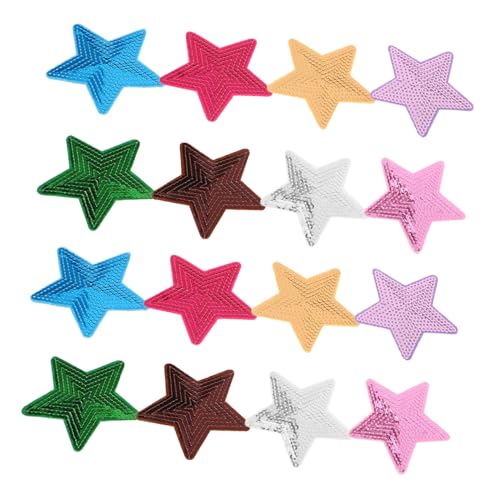 SHINEOFI 30 Stück Paillettenabzeichen Stoffaufkleber Paillettenflecken Für Kleidung Pailletten-flicken Zum Aufbügeln Paillettenstern Applique Patch Sternpine Patches Rosa Plastik von SHINEOFI