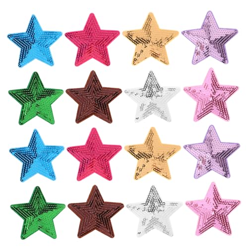 SHINEOFI 30 Stück Paillettenabzeichen Stoffaufkleber Paillettenflicken Zum Aufbügeln Lustige Aufnäher Zum Aufbügeln Bunter Stoffaufnäher Stickereiflecken Sternpine Patches Rosa Plastik von SHINEOFI