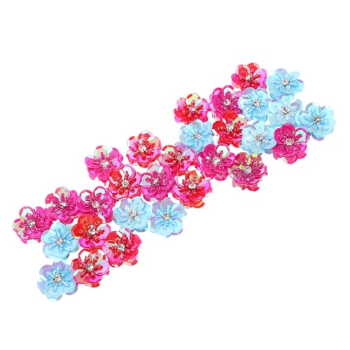 SHINEOFI 30 Stück Paillettenblumenfleck Blumenpaillettenpaillettenpatz Blumenapplikation für Jeans Pailletten-Blumenapplikation Blumenbeet aus Stoff Blumenapplikationen für Kleidung Plastik von SHINEOFI