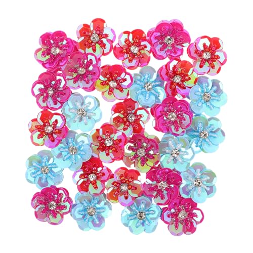 SHINEOFI 30 Stück Paillettenblumenfleck Perlenpailletten Patch Kleidung Blumenapplikationen Patches Applikationen Pailletten -perlen -applikationen Floral Blumenbeet Nähen Plastik von SHINEOFI