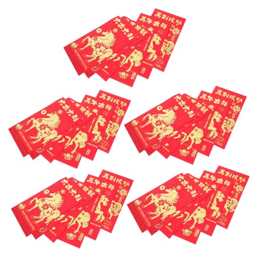 SHINEOFI 30 Stück Rote Umschläge Jahr Des Pferdes Chinesische Hong Bao mit Prägung Traditionelle Geldumschläge für Frühlingsfest Neujahrsfeierlichkeiten Vielseitig Verwendbar von SHINEOFI