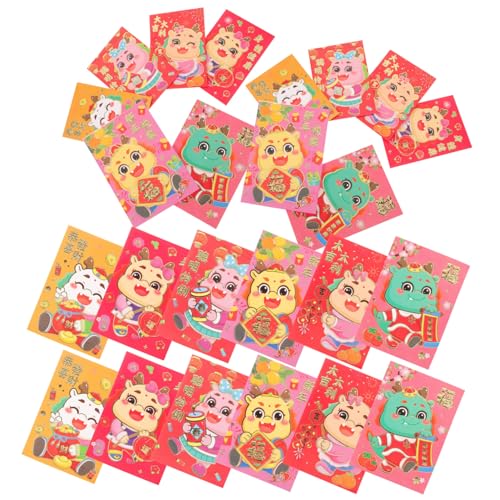 SHINEOFI 30 Stück Teiliges Rote Umschläge Jahr Des Drachen mit Glückssymbolen Stabile Papierqualität Traditionelle Chinesische Neujahrs Geldumschläge für Feierlichkeiten und Geschenke von SHINEOFI