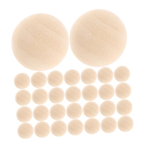 SHINEOFI 300 Stück Beige Unbehandelte Holzkugeln DIY Basteln Holzperlen Halbe Bastelkugeln Kleine Holzperlen Holz von SHINEOFI
