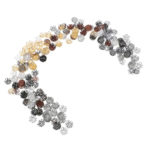 SHINEOFI 300 Stück Blumenhalter aus Perlen groß trendy Strand Zubehör Ende schmuckherstellung perlen für ketten Schmuckbasteln Perlenkappen für Perlenstifte Blumen Endkappen Eisen Golden von SHINEOFI
