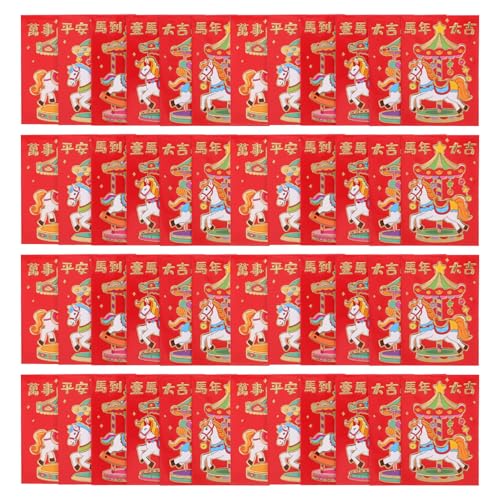 SHINEOFI 300 Stück Glücksumschläge Rot für Jahr Cartoon Design für Frühlingsfest Neujahrsfeiern und Hochzeiten Symbolisieren Wohlstand und Glück von SHINEOFI